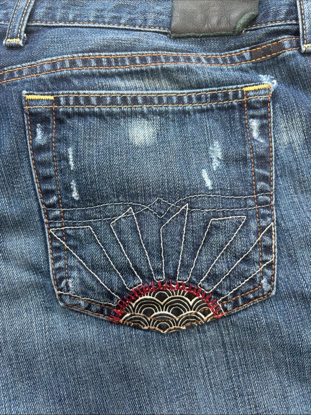 Lucky Brand Riley Boho patch Cutoff Denim Shorts 10/30